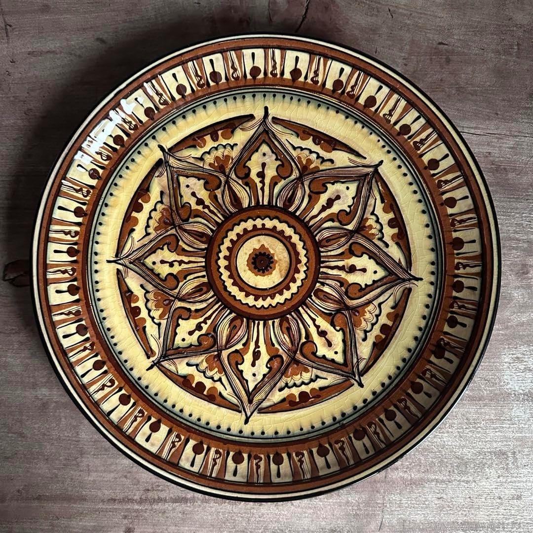 ソビエト陶器 アラベスク模様 大皿 ロシア 焼き物 工芸 陶磁器 A